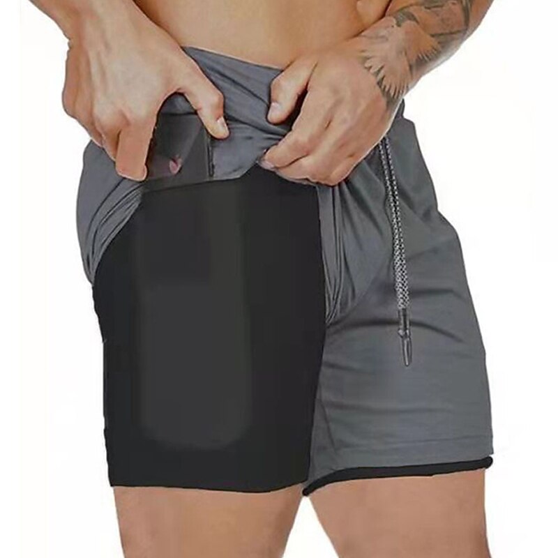 Men's Active Shorts Running Shorts Casual Shorts Sports Outdoor Daily Comfort Breathable Pocket Drawstring Elastic Waist Solid Color Short Stylish Casual / Sporty Activewear White & Blue White gray3