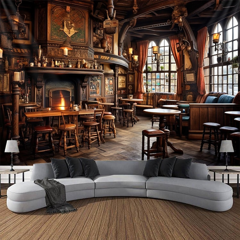 Vintage Bars Hanging Tapestry Wall Art Large Tapestry Mural Decor Photograph Backdrop Blanket Curtain Home Bedroom Living Room Decoration