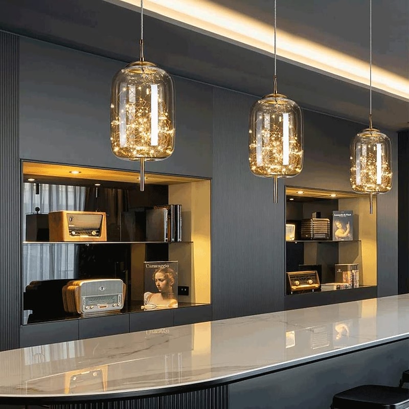 Gypsophila Art Metal Crystal Chandelier LED Three-Color Dimming Pendant Lamp Light Nordic Luxury Modern Creative Hanging Light Bar Bedroom Bedside Study Hanging Light3