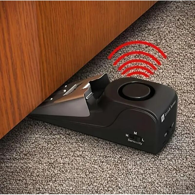 Portable Safety Tool With 120DB Alarm For Home Travel Apartment Door Stop Alarm, Door Stopper Security Device - Main Image