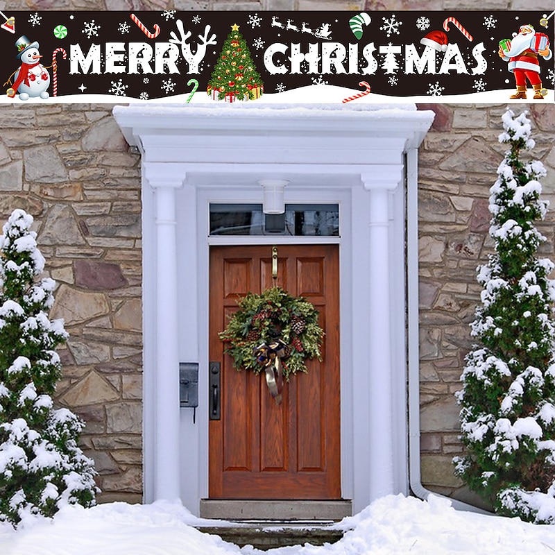 1pc Festive Large Merry Christmas Banner - Huge Santa Claus Sign for Holiday Party Supplies and Home Decor - Perfect for Outdoor Indoor Yard Garden Porch and Lawn2