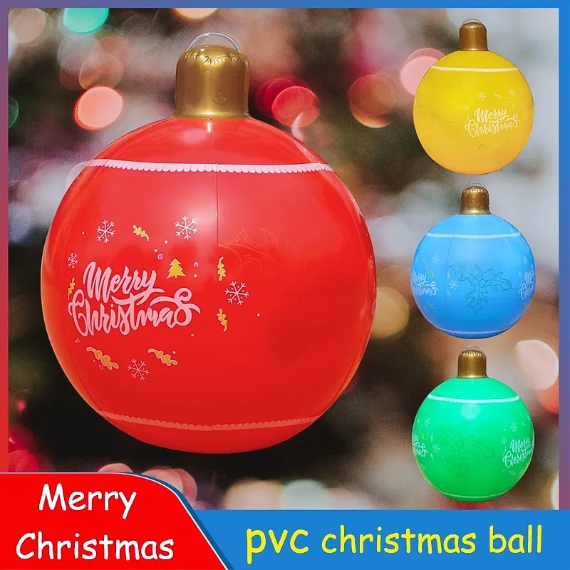 Outdoor Christmas Inflatable Decorated Ball PVC Big Large Balls Xmas Tree Decorations Toy Ball Christmas Ball Courtyard Decoration Christmas Supplies Toys Christmas Atmosphere Ball2