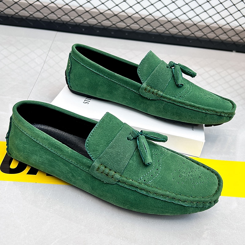 Men's Green Suede Loafers – Casual Slip-On Moccasins with Non-Slip Sole for Driving & Everyday Wear4