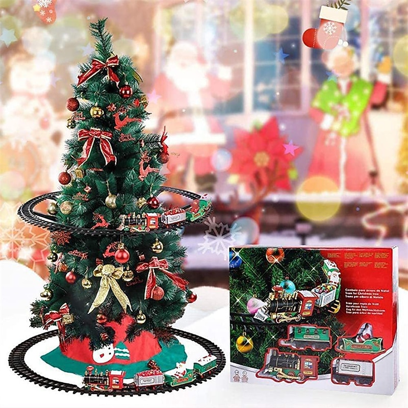 Christmas train Electric Christmas Train Can Hang Christmas Trees Electric Sound-light Christmas Rail Car Christmas Gift Toys