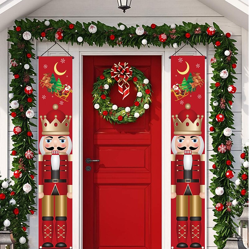 Merry Christmas Door Banner Porch Sign Christmas Door Banner Hanging Believe Merry Christmas Door Porch Sign Indoor Outside Yard Garden Party Decor2