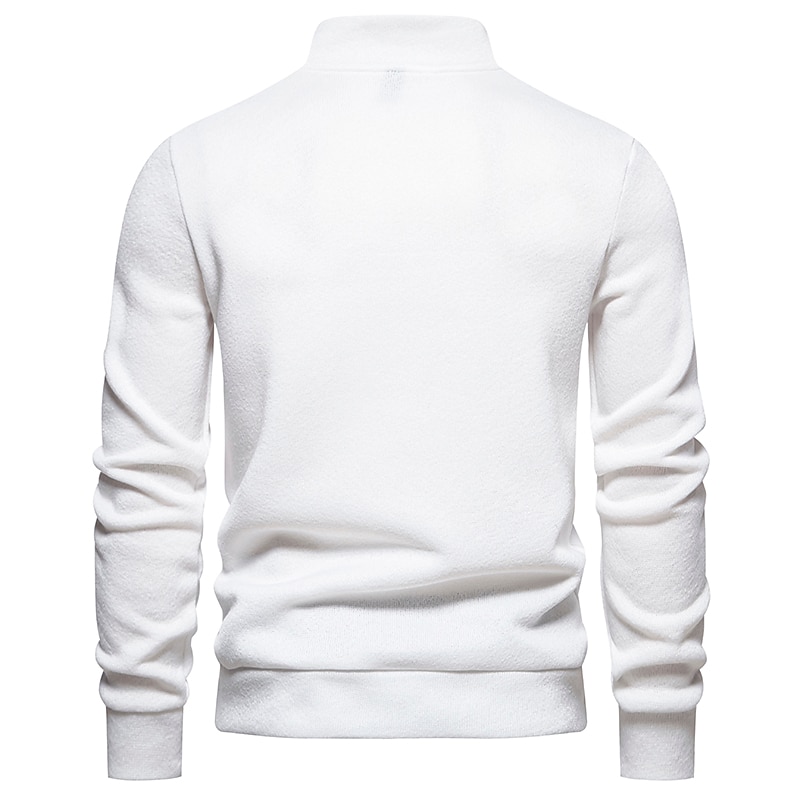Male Pullover Sweater Jumper Turtleneck Sweater Knit Buckle Solid / Plain Color Turtleneck Casual Daily Casual Daily Clothing Apparel Spring Fall Black White S M L2