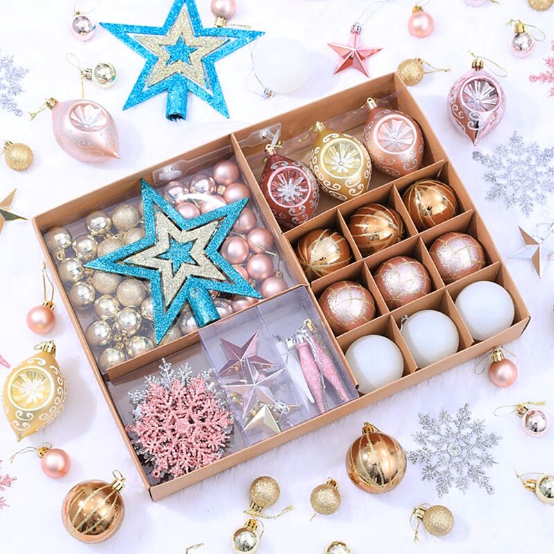 Christmas Ball Tree Topper Star 73pcs/box Christma Decor Present2