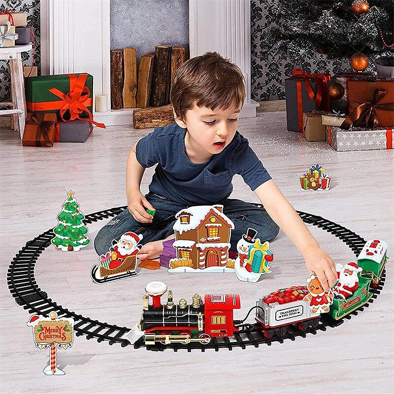 Christmas train Electric Christmas Train Can Hang Christmas Trees Electric Sound-light Christmas Rail Car Christmas Gift Toys2