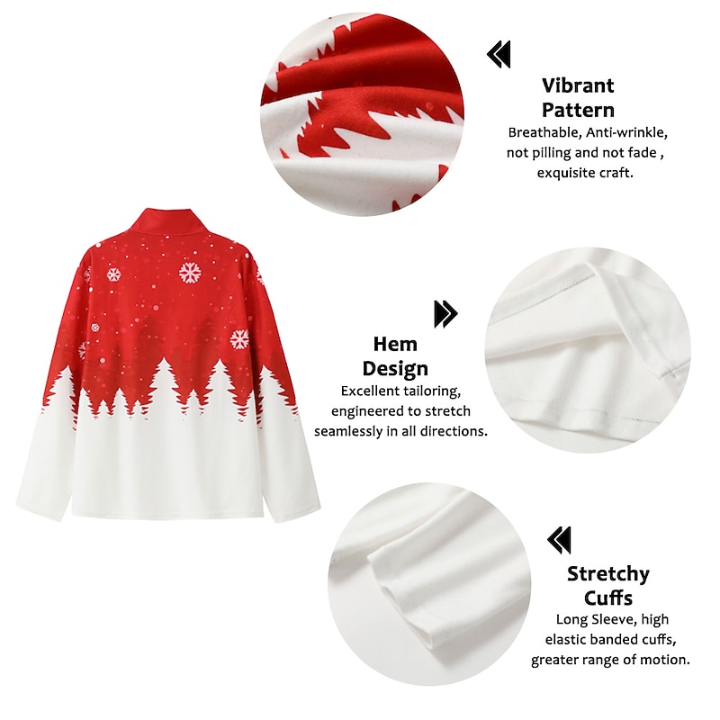 Men's Snowflake Christmas Scene Sweatshirts Sweatshirt Sweatshirt Pullover Quarter Zip Hoodie Long Sleeve Sweatshirt Stand Collar Fashion Cool Daily 3D Print Christmas Vacation Going out Print Spring3