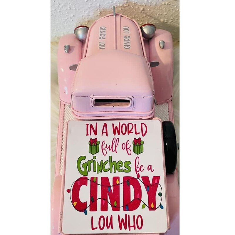 Christmas Vintage Pink Truck Decor, Farmhouse Pink Truck Decorations, Decorative Tabletop Storage, Pick-up Metal Truck Planter, Valentines Day & Christmas Gifts Xmas Gift4