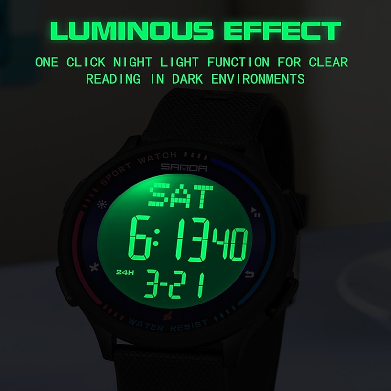 SANDA 6158 Men LED Digital Military Watch Man Sports Watches Outdoor 5Bar Waterproof Wristwatches Male Clock2