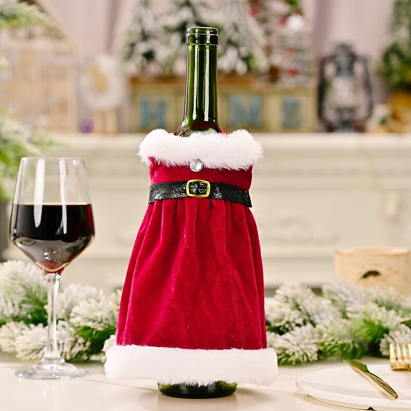 1pc Christmas Wine Bottle Cover,Sweater Santa Claus Wine Bottle Covers Decorations Xmas Wine Bottle Bag Christmas Wine Bottle Dress Coat for Christmas New Year Wedding Holiday Parties Supplier4