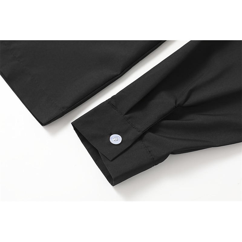 Men's Summer Shirt Casual Shirt Black White Wine Dark Navy Blue Long Sleeve Plain V Neck Street Vacation Sexy Clothing Apparel Fashion Shirts Leisure3