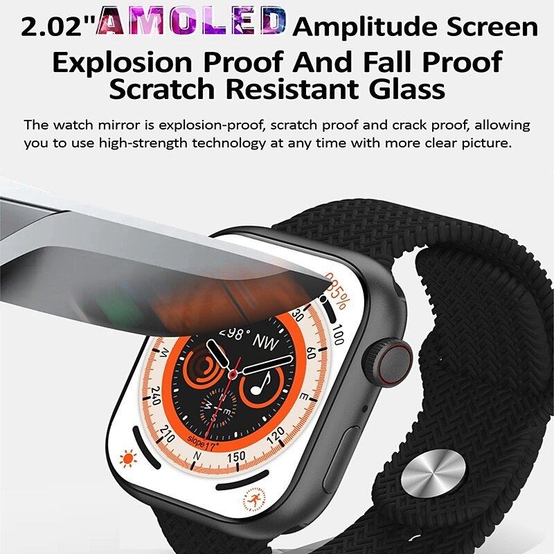 HK9 PRO MAX Smart Watch 2.02 inch Smartwatch Fitness Running Watch Bluetooth Pedometer Call Reminder Fitness Tracker Compatible with Android iOS Women Men Long Standby Hands-Free Calls Message3