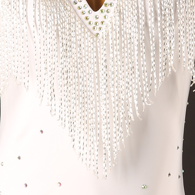 Latin Dance Latin Salsa Dance Dress Tassel Crystals / Rhinestones Women's Performance Long Sleeve Spandex3