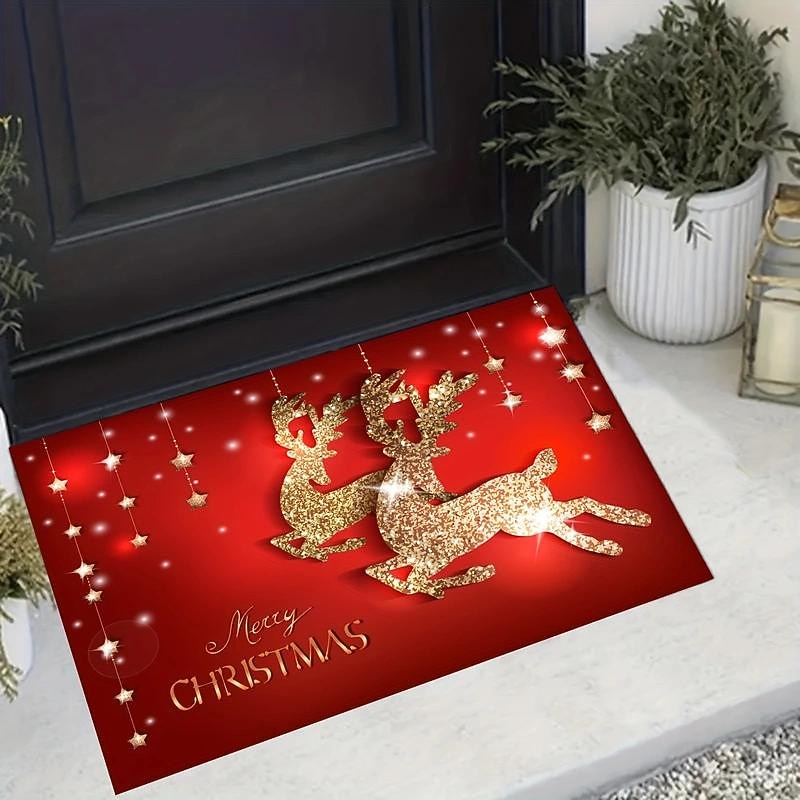 Christmas Decor Christmas Doormats Floor Mats, Anti-Slip Christmas Welcome Floor Mats Christmas Tree Front Doormat For Indoor Outdoor Home Garden3
