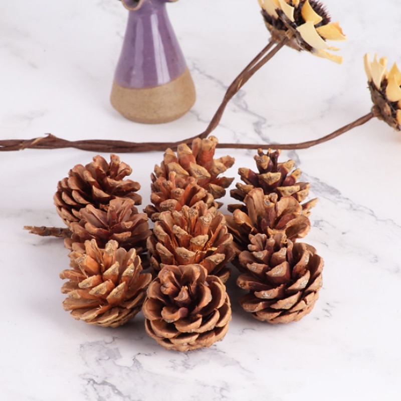 6/9pcs Christmas Pine Cone Ornaments with String Natural Wood Rustic Christmas Tree Decoration Crafts Christmas Home Hanging Ornament