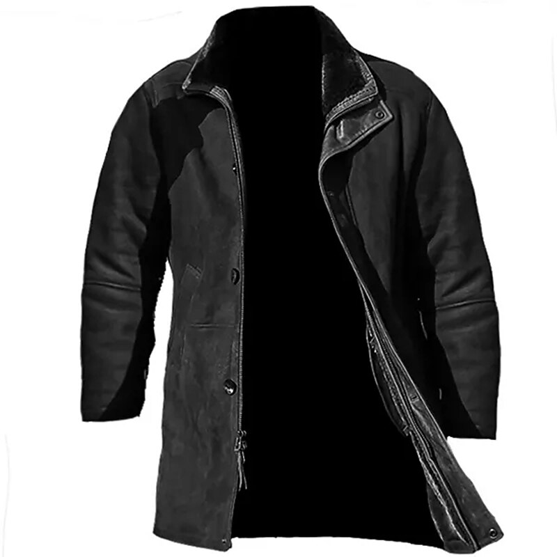 Men's Lightweight Jacket Suede Jacket Outdoor Vacation Windproof Fall Plain Fashion Streetwear Lapel Regular Black Dark Blue Jacket3