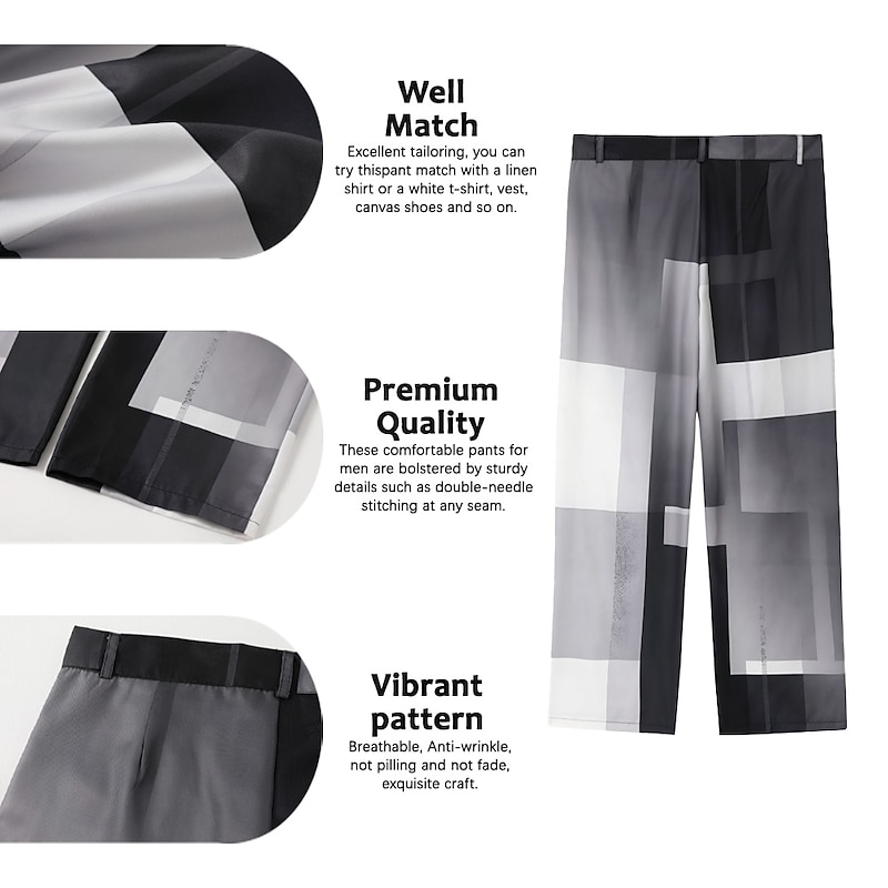 Plaid / Check Graphic Prints Geometry Casual Men's 3D Print Pants Trousers Outdoor Street Wear to work Polyester Pink Blue Green S M L Mid Waist Elasticity Pants3