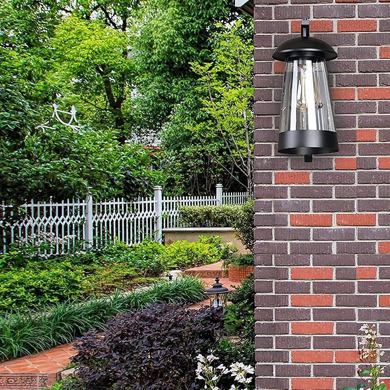 Waterproof Wall Sconce Light Fixture Antique Outdoor LED Wall Lamp with Glass Shade E27 Socket Metal Weatherproof Sconce 110-240V2