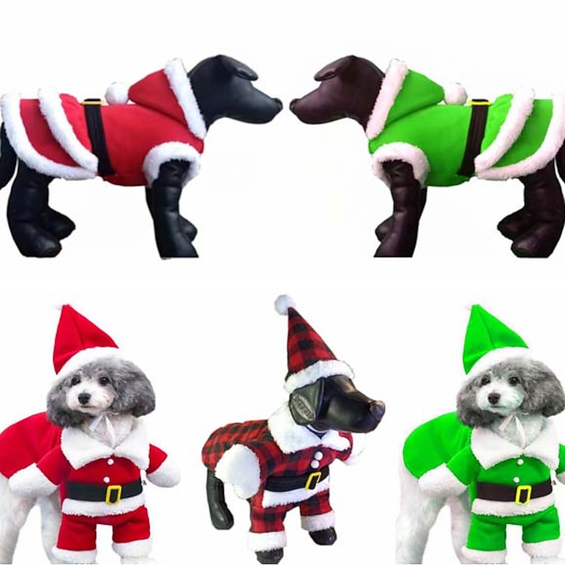 Dog Christmas Outfit Pet transforms into Dog clothes Christmas Cape Dog Christmas clothes Santa Claus dog standing suit model