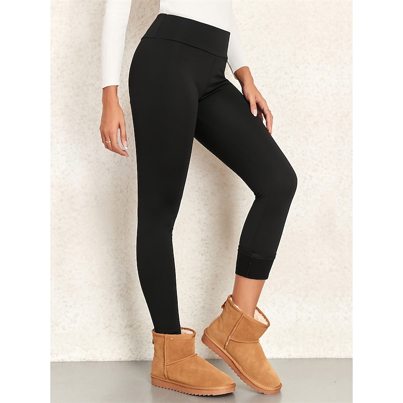 Women's Leggings Cozy Leggings Active Simple Full Length High Waist Plain High Cut Soft Comfortable Micro-elastic Outdoor Yoga Street Black Fall Winter Regular Fit