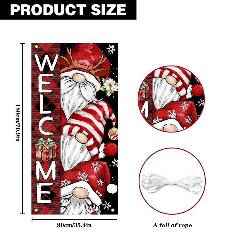 Christmas Door Decorations Gnomes Door Covers Door Tapestry Door Curtain Decoration Xmas Backdrop Door Banner for Front Door Holiday Party Decor Supplies2