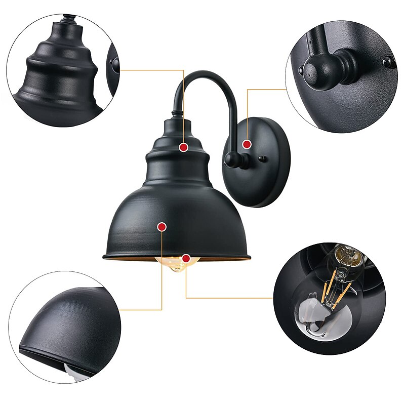 Vintage Industrial Wall Light Vintage Wall Light for Indoor Outdoor Retro Metal Wall Light for Art Restaurant Cafe Bar Aisle E27 Bronze/Black 110-240V4