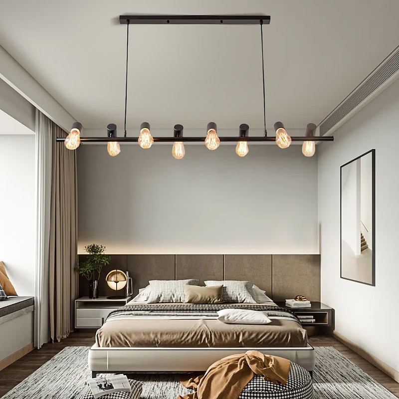 LED Pendant Light Line Design 100/120cm Metal Artistic Style Modern Chandelier Modern Simple Nordic Minimalist Light Luxury Restaurant Long Bar Table Dining Room 110-120V 220-240V4