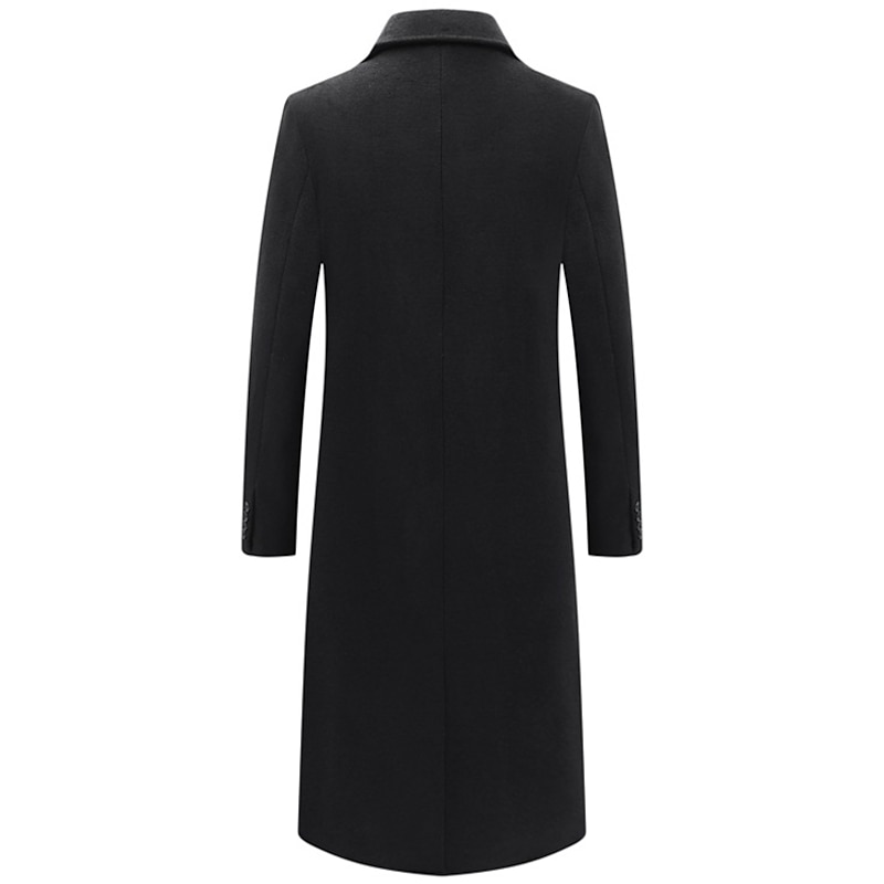 Men's Winter Coat Wool Coat Peacoat Business Casual Spring Fall Winter Woolen Thermal Warm Breathable Outerwear Clothing Apparel Casual Solid Color Pocket Turndown Double Breasted2