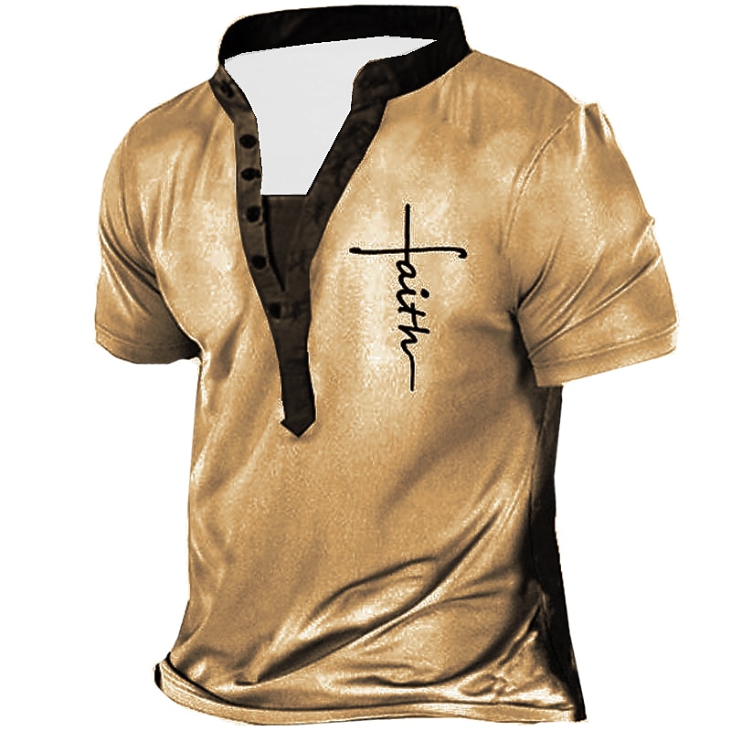 Easter Faith Mens Graphic Shirt 3D | Green Summer Cotton Tee Henley Vintage Designer Basic Casual Letter Templar Cross Short Sleeve White Blue Brown Templer2