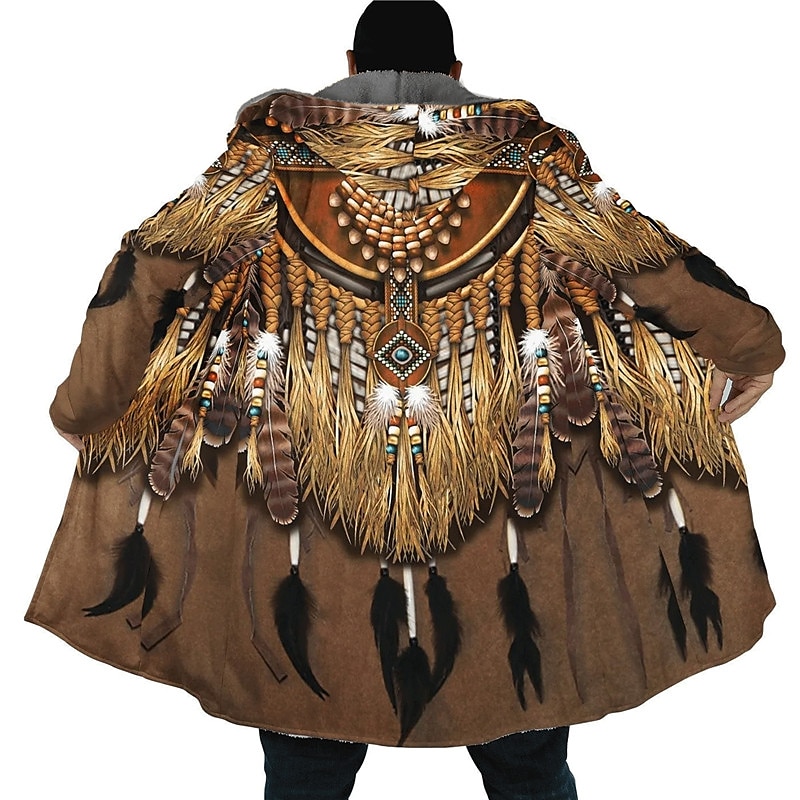 Men's Winter Coat Fleece Jacket Coat Sports & Outdoor Daily Wear Warm Breathable Zipper Pocket Fall & Winter Indian Streetwear Vintage Style Hoodie Long Regular Fit White Yellow Brown khaki Jacket