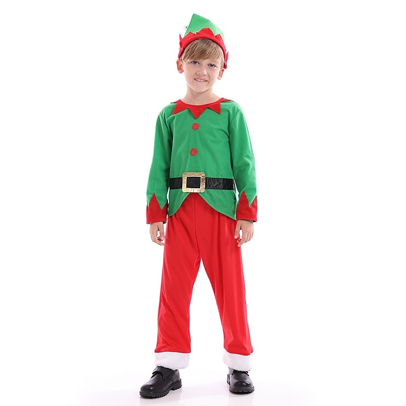 Elf Santa Suits Boys' Girls' Christmas Cosplay Costume Kid's Christmas Masquerade Christmas Eve Christmas Party Costume3