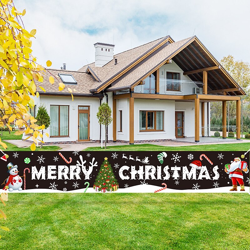 1pc Festive Large Merry Christmas Banner - Huge Santa Claus Sign for Holiday Party Supplies and Home Decor - Perfect for Outdoor Indoor Yard Garden Porch and Lawn