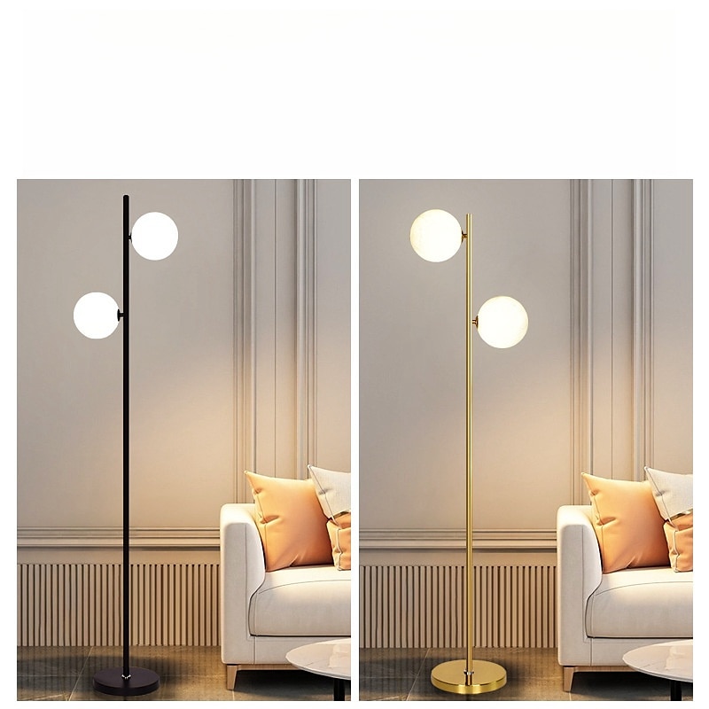Sphere Living Room Floor Lamp, Mid-Century Modern 2 Sphere Pole Light for Bedroom, Bright LED Standing Lamp for Office, Modern Living Room Decor  110-240V4