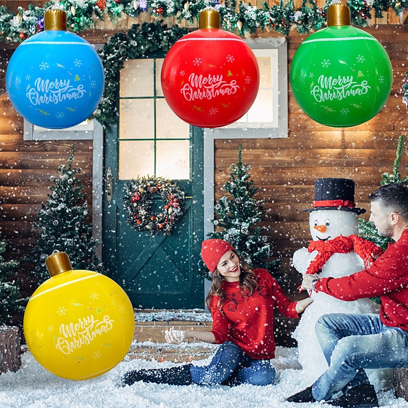 Outdoor Christmas Inflatable Decorated Ball PVC Big Large Balls Xmas Tree Decorations Toy Ball Christmas Ball Courtyard Decoration Christmas Supplies Toys Christmas Atmosphere Ball3