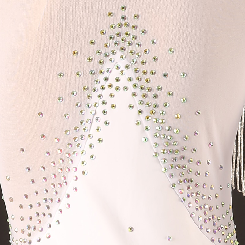 Latin Dance Latin Salsa Dance Dress Tassel Crystals / Rhinestones Women's Performance Long Sleeve Spandex4