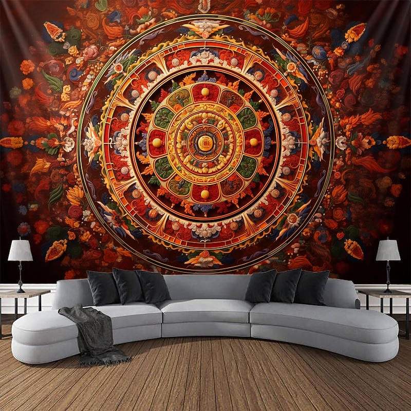 Indian Mandala Hanging Tapestry Wall Art Large Tapestry Mural Decor Photograph Backdrop Blanket Curtain Home Bedroom Living Room Decoration3