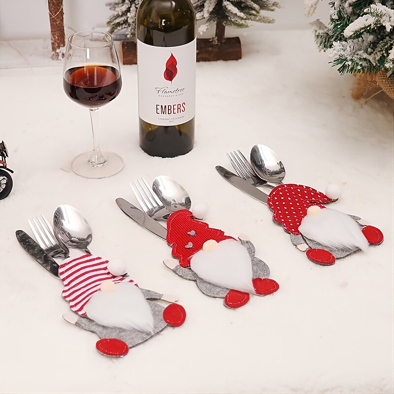 1pc Christmas Cutlery Holder Knife Fork Pocket Bags Xmas Tableware Cover Dinner Decorations for Home4