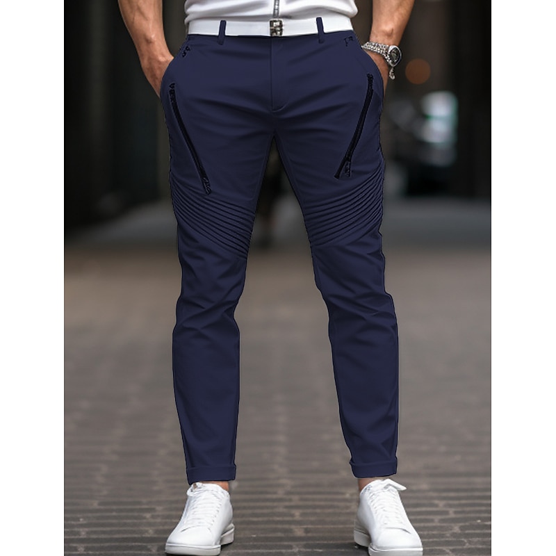 Men's Trousers Chinos Chino Pants Pocket Plain Comfort Breathable Outdoor Daily Going out Fashion Casual Black White Stretchy3