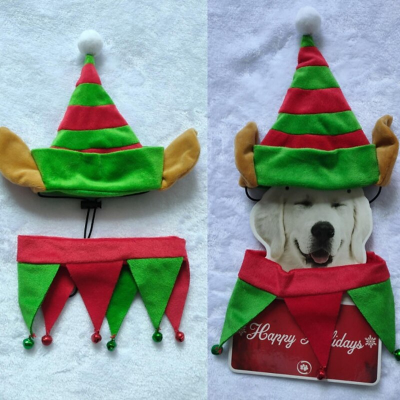 Pet Christmas Supplies Pet Christmas Elf Hat Dog Christmas Hat Elf Set