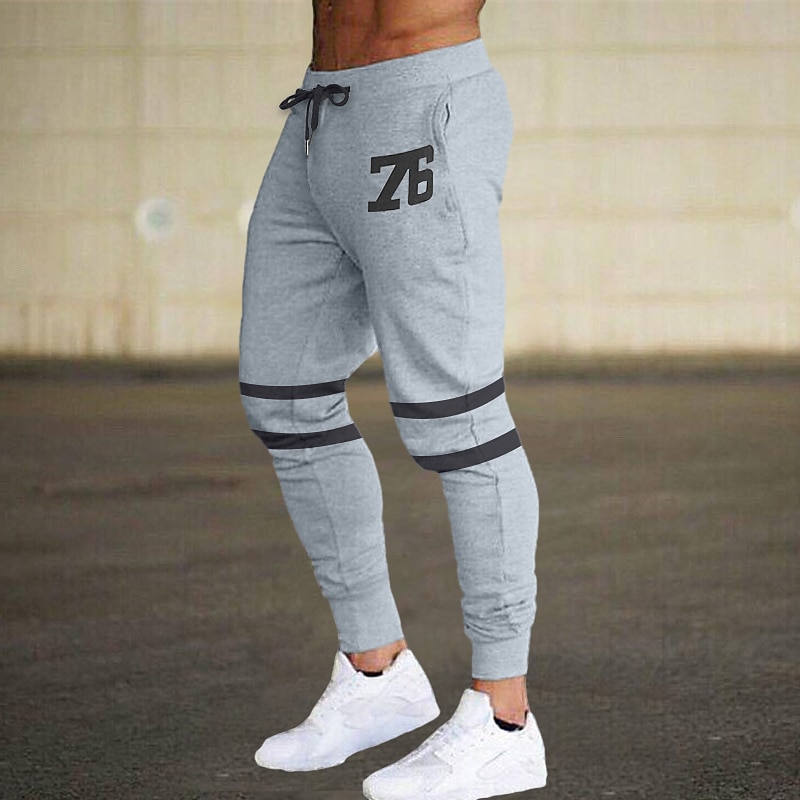 Men's Sweatpants Joggers Pocket Stripe Comfort Breathable Outdoor Daily Going out Fashion Casual Black Light Grey2