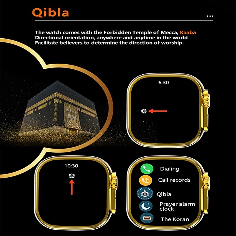 M9 Ultra Max Smart Watch 2.1 inch Smartwatch Fitness Running Watch Bluetooth Pedometer Call Reminder Fitness Tracker Compatible with Android iOS Women Men Long Standby Hands-Free Calls Waterproof IP684