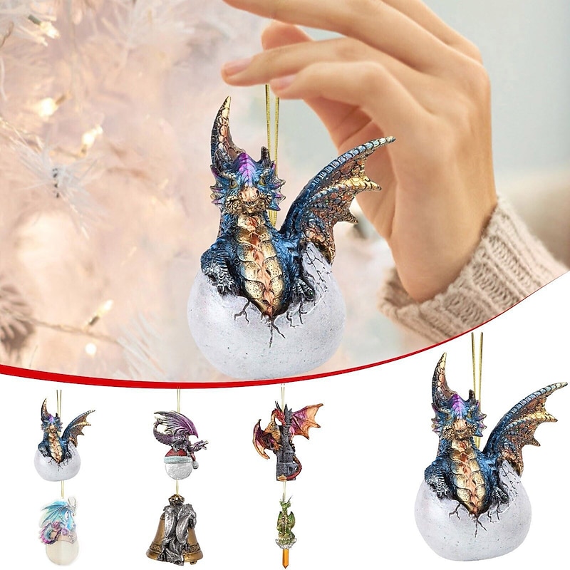 Christmas Tree Ornament,2D Acrylic Cartoon Decorative Ornament, Cute Cartoon Dragon Hanging Ornament, Car Interior Pendant, Animal Home Decor