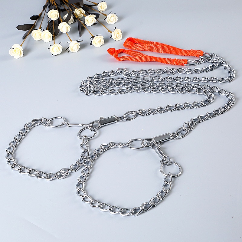 Pet Products Chrome Plated Pet Anti Bite Dog Chain Iron Chain With Neck Loop Length 160cm