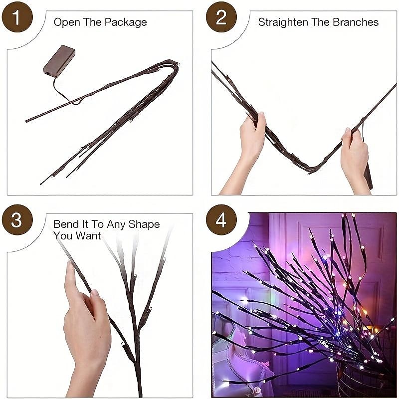 1pc 20 LED Colorful Willow Branch Light, Flower Bouquet Decoration Light, High-footed Vase Filler Willow Branch Light Mother's Day Christmas Wedding Party String Garland Home Decoration Light4