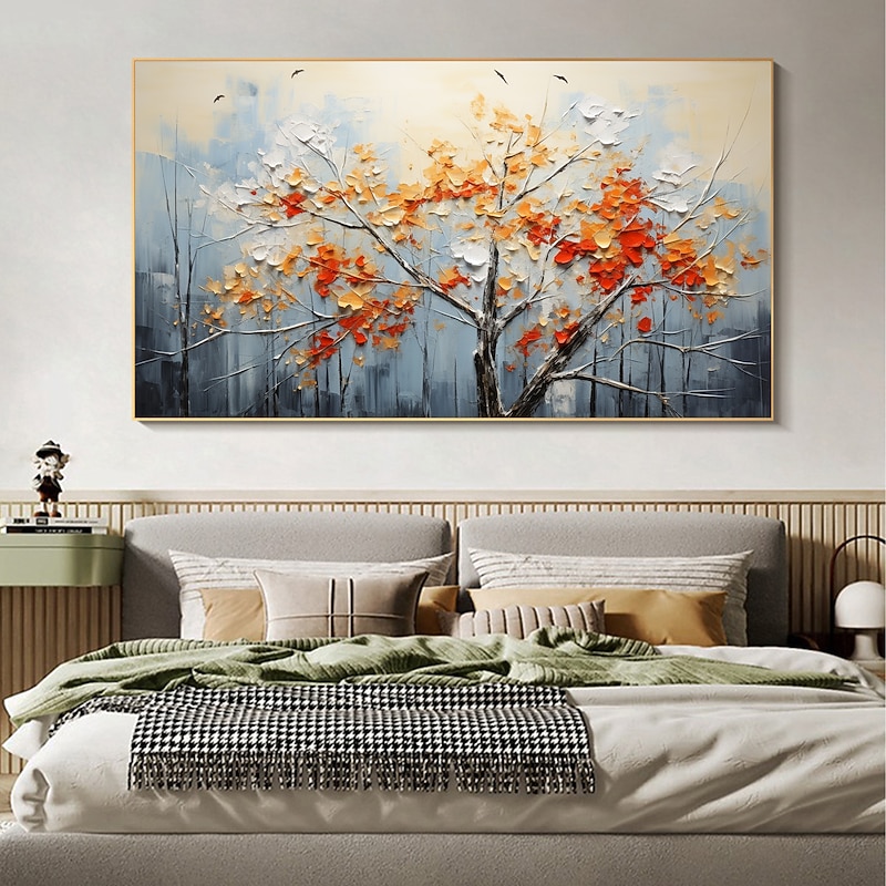 Handmade Oil Painting Canvas Wall Art Decor Original Flowering tree Home Decor With Stretched FrameWithout Inner Frame Painting3