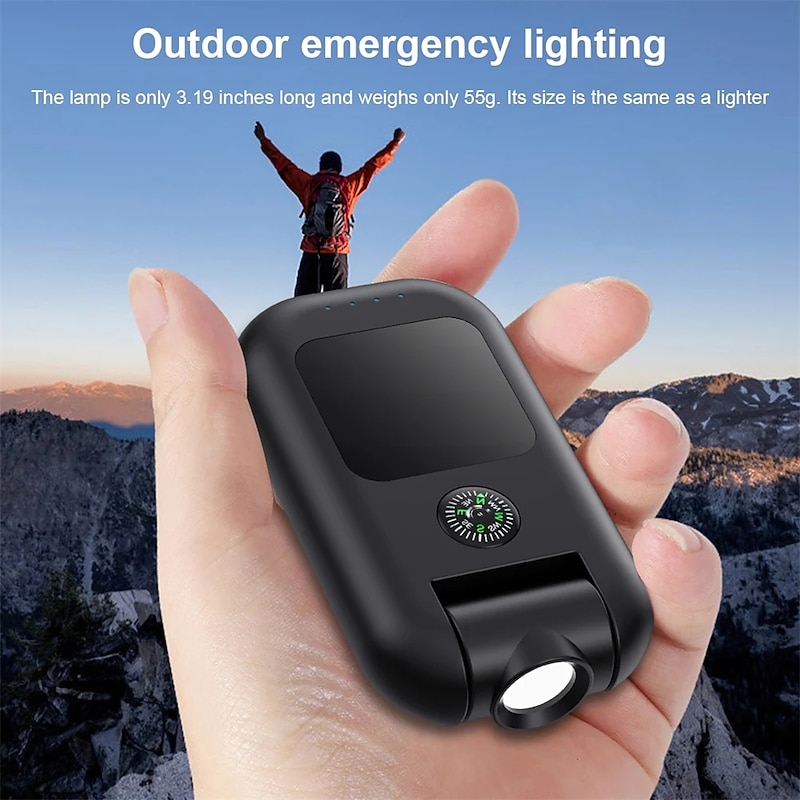 Outdoor Camping Light With Compass C-Shaped Charging Bag Flashlight Camping Light 180 Degree Rotation Super Bright Hiking and Fishing Light  1PC2