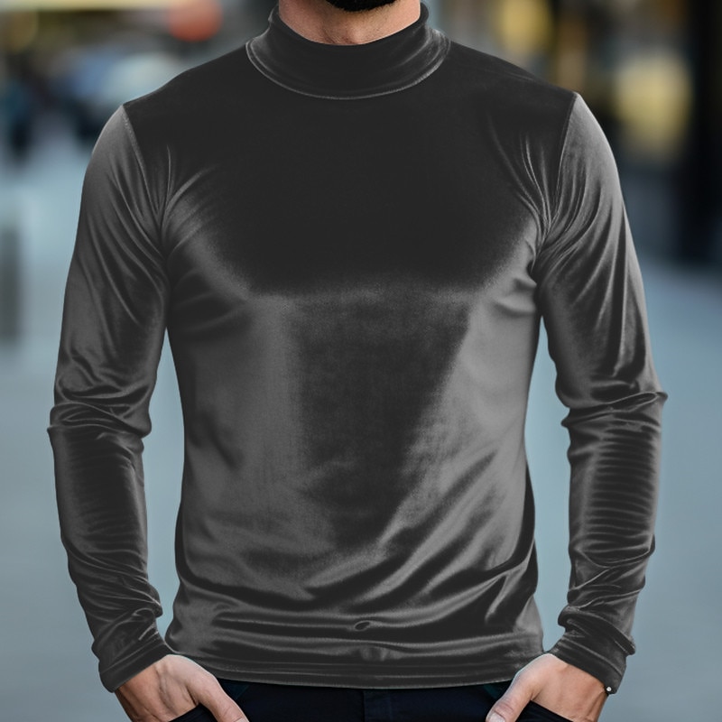 Men's T Shirt Tee Top Long Sleeve Shirt Long Sleeve Turtleneck Spring &  Fall Plain Fashion Designer Basic Vacation Street Going out Brown Green Gray Top Tee for Men2