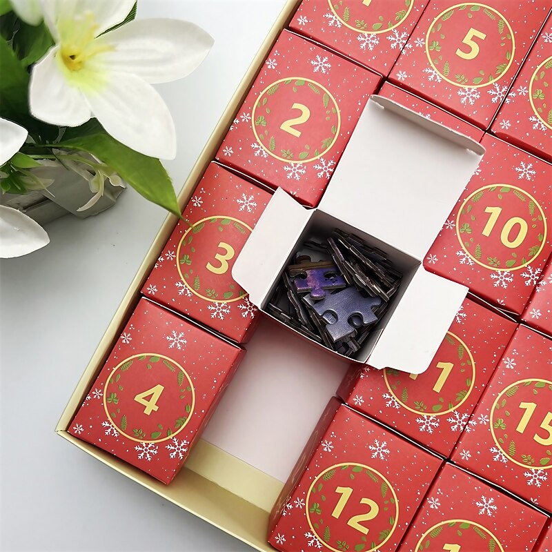 24 Days of Advent Calendar Christmas Advent Calendar Puzzle 1000 pieces Christmas Countdown Puzzle Blind Box Play for Christmas Gifts